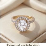 Diamond-set halo ring