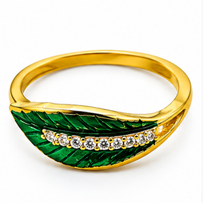 GPS GREEN LEAF ENAMEL RING