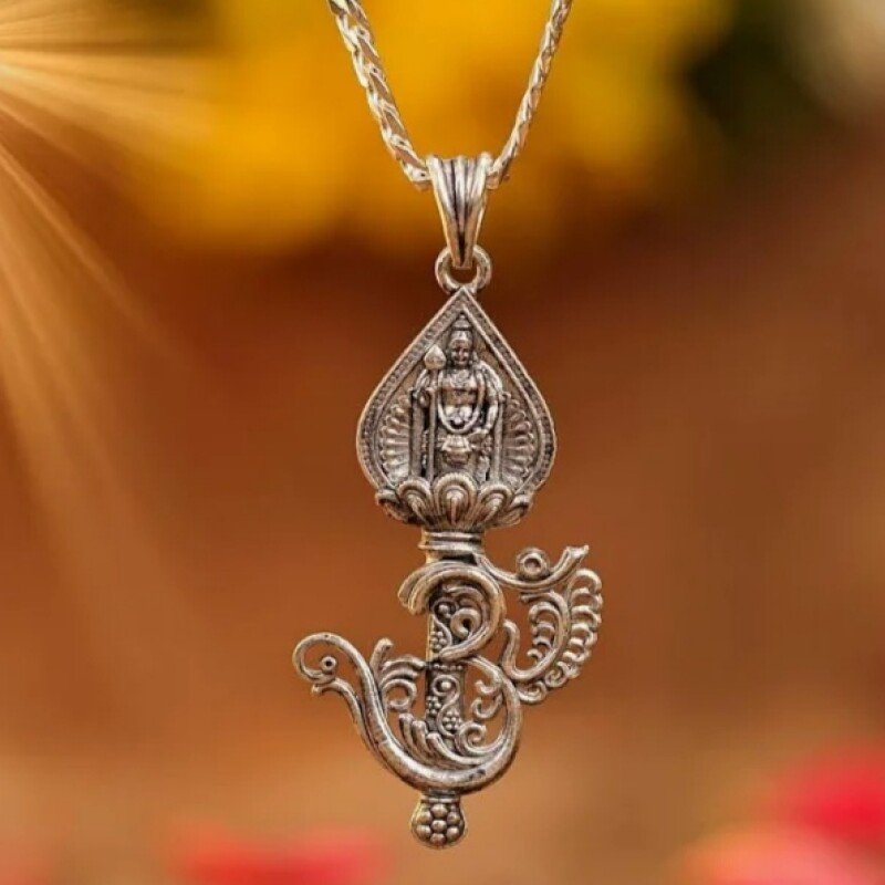 Lord Murugan Vel and Om Symbol Pendant