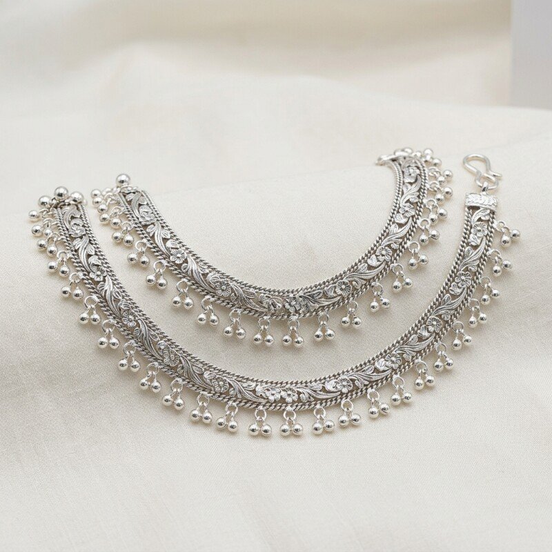 Traditional 92.5 Pure Sterling Silver Kolusu Pair | Coimbatore Daily & Bridal Wear